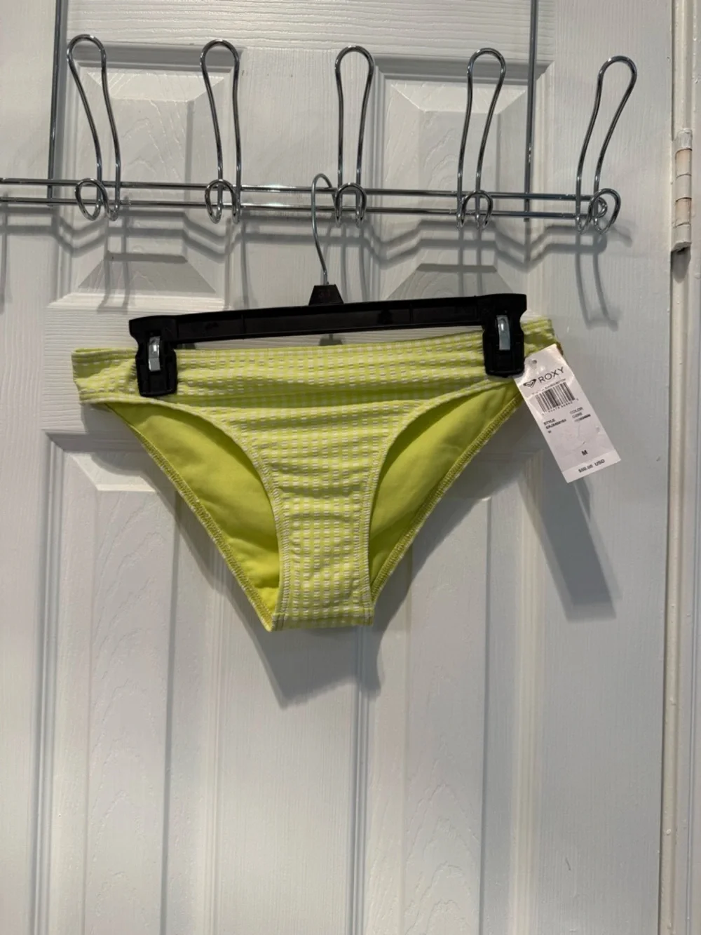 NWT Roxy Yellow Gingham Bikini Bottoms 💛 White Check Swim Size M $50 Retail